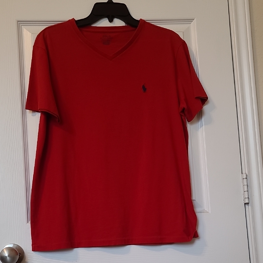 Polo by Ralph Lauren Men's Red V-Neck Shirt